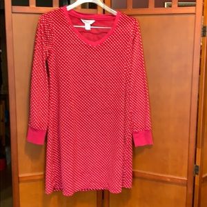 Nautical Nightgown- size M -Velour Fuchsia Color